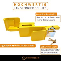 Containerschloss 2er Set Seecontainer Schloss verstellbar 23–42 cm aus gehärtetem Stahl signalgelb Diebstahlsicherung für LKW & Container