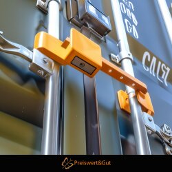 Containerschloss 2er Set Seecontainer Schloss verstellbar 23–42 cm aus gehärtetem Stahl signalgelb Diebstahlsicherung für LKW & Container