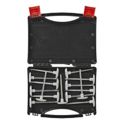 15x Zeltheringe zur Befestigung von Vorzeltteppichen - Zeltnägel im Aufbewahrungskoffer, 10 cm Lange Eisenheringe mit flachem Kopf, Bodenplanen & Markisenteppichen