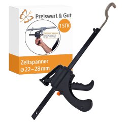 Gestängespanner 22–28 mm für Zeltgestänge, Rohrspanner für Vorzelt, Pavillon, Markisen, Camping- und Outdoor-Konstruktionen, werkzeuglos, schwarz, Stahl/Kunststoff