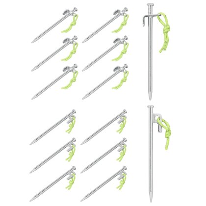 6x Zeltheringe Camping 20 bis 40cm Bodenanker L Haken oder P-Haken Hering Zelt Ø9mm Material verzinktes Stahl Felsbodenhering für harten Boden