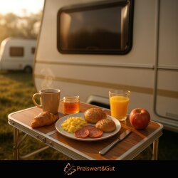 Campingtisch faltbar Höhenverstellbar 26/50/62 cm  Camping Tisch klappbar kleines Packmaß 40×30×8 cm mit Netz 60×40 cm ausgeklappt Aluminium MDF 30 kg Traglast 2,5 kg Eigengewicht