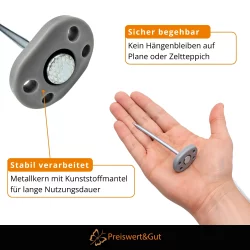 10× Heringe für Bodenplane Zeltheringe 10cm Ø6mm Stahl silber mit Kunststoffkopf zum Einschlagen für Campingzelte Vorzelte, Sonnensegel, Pavillon Vorzeltteppich