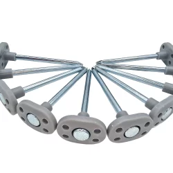10× Heringe für Bodenplane Zeltheringe 10cm Ø6mm Stahl silber mit Kunststoffkopf zum Einschlagen für Campingzelte Vorzelte, Sonnensegel, Pavillon Vorzeltteppich