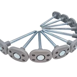 10× Heringe für Bodenplane Zeltheringe 10cm Ø6mm Stahl silber mit Kunststoffkopf zum Einschlagen für Campingzelte Vorzelte, Sonnensegel, Pavillon Vorzeltteppich
