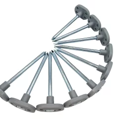 10× Heringe für Bodenplane Zeltheringe 10cm Ø6mm Stahl silber mit Kunststoffkopf zum Einschlagen für Campingzelte Vorzelte, Sonnensegel, Pavillon Vorzeltteppich