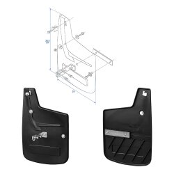 Schmutzfänger Fiat Ducato 250 vorne 2x Stück ab 07/2006 PVC A3-Stahl Schwarz 36,5 x 25 cm kompatibel Citroën Jumper Peugeot Boxer Modell II Radkasten Montage Schrauben