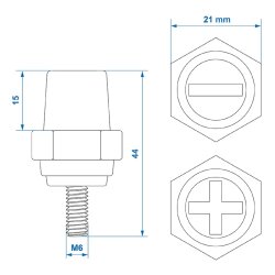2x Batteriepoladapter M6 verzinkter Stahl – Batterieklemmen KFZ 12V für Lithium Batterie Plus/Minus Batteriepole Zinkgewinde M6