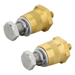 2x Batteriepoladapter – Batterieklemmen KFZ 12V für Lithium Batterie Plus/Minus Batteriepole Messinggewinde M6 mit Schraube und Unterlegscheibe