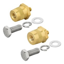 2x Batteriepoladapter – Batterieklemmen KFZ 12V für Lithium Batterie Plus/Minus Batteriepole Messinggewinde M6 mit Schraube und Unterlegscheibe