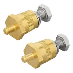 2x Batteriepoladapter – Batterieklemmen KFZ 12V für Lithium Batterie Plus/Minus Batteriepole Messinggewinde M6 mit Schraube und Unterlegscheibe