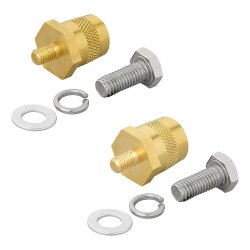 2x Batteriepoladapter – Batterieklemmen KFZ 12V für Lithium Batterie Plus/Minus Batteriepole Messinggewinde M6 mit Schraube und Unterlegscheibe