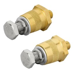 2x Batteriepoladapter – Batterieklemmen KFZ 12V für Lithium Batterie Plus/Minus Batteriepole Messinggewinde M8 mit Schraube und Unterlegscheibe