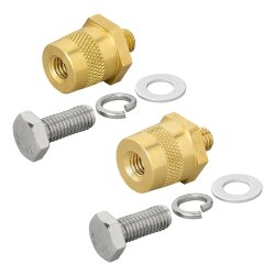 2x Batteriepoladapter – Batterieklemmen KFZ 12V für Lithium Batterie Plus/Minus Batteriepole Messinggewinde M8 mit Schraube und Unterlegscheibe