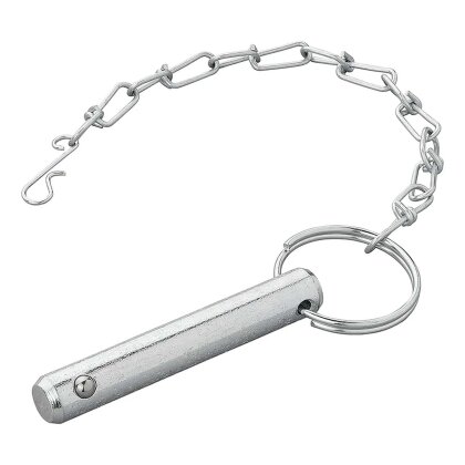 Sicherungsstift für Abstellstützen aus verzinktem Stahl, leichter Sperrbolzen – Steckbolzen Ø14,3 mmund Kette Länge 90 mm