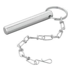 Sicherungsstift für Abstellstützen aus verzinktem Stahl, leichter Sperrbolzen – Steckbolzen Ø14,3 mm / 15,8 mm und Kette Ø15,8 mm/Länge 99,2 mm