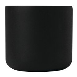 4x Kaffee Becher Edelstahl und Holzhenkel – kompakter Trinkbecher Ø8,5x8cm in Schwarz pflegeleicht Tasse Edelstahl Büro