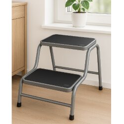 Doppeltrittstufe Wohnwagen aus Stahl – Rutschfeste Trittstufe mit 2 Höhen (20/38 cm) 2 Stufen 150 kg Traglast – Ideal für Camping, Wohnmobil & Caravan