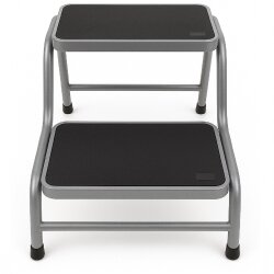 Doppeltrittstufe Wohnwagen aus Stahl – Rutschfeste Trittstufe mit 2 Höhen (20/38 cm) 2 Stufen 150 kg Traglast – Ideal für Camping, Wohnmobil & Caravan