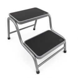 Doppeltrittstufe Wohnwagen aus Stahl – Rutschfeste Trittstufe mit 2 Höhen (20/38 cm) 2 Stufen 150 kg Traglast – Ideal für Camping, Wohnmobil & Caravan