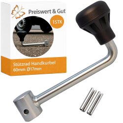 Kurbel Stützrad Anhänger 60 mm – Länge 153 mm 239 Gramm Handhebel für Wohnwagen und Anhänger Bugrad Durchmesser 17 mm