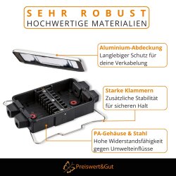 2× Verteilerkasten Verteilerdose spritzwassergeschützt 8-polig Aluminiumdeckel 17,1x9,3x3,3cm Polyamid schwarz silber für 12V Fahrzeugelektrik Anhänger Wohnmobil LKW Boot