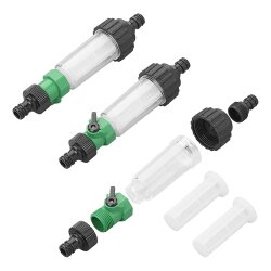 Wasserfilter 12 bar Universal inklusive 2 Filterelemente für Wohnwagen und Garten Universalanschluss Schnelladapter mit Ventil 1 Stück