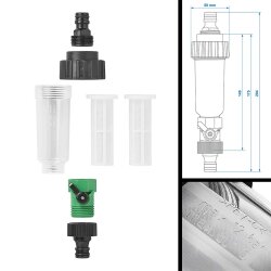 Wasserfilter 12 bar Universal inklusive 2 Filterelemente für Wohnwagen und Garten Universalanschluss Schnelladapter mit Ventil 1 Stück