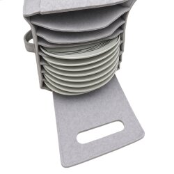 Teller organizer aus Filz für Wohnmobil Schrank, Tellerhalter für 10 Teller und Tassenhalter für 6 Becher, freistehendes Geschirrhalter Set grau für Wohnmobil Zubehör innen