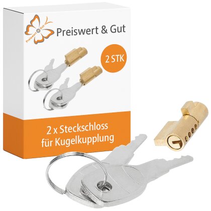 2 x Anhängerschloss für Kugelkupplungen – kompakte Steckschlösser mit je 2 Schlüsseln – Anhängerdiebstahlsicherung & Anhänger Zubehör