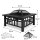 Preiswert & Gut Feuerstelle oder Eiskübel 82x82x50cm 3in1 mit Grillrost mit Abdeckung & Schürhaken - Feuerschale 80cm für den Garten, Terrasse - Holzgrill, 3in1 BBQ Grill - Feuerkorb mit Funkenschutz