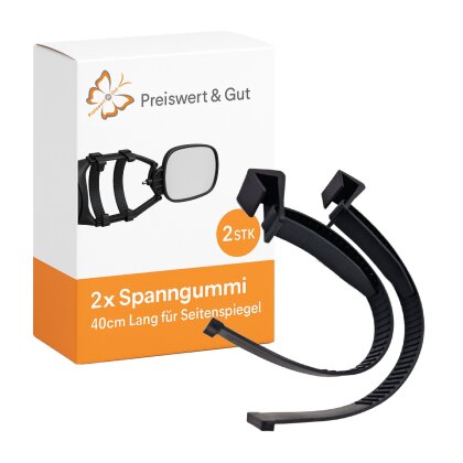 2x Spanngummi für Außenspiegel mit Klemmstück - Ersatzgummi für Wohnwagenspiegel 40 cm, UV beständig