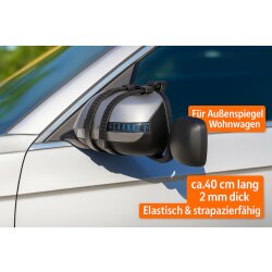 Spanngummi für Außenspiegel Wohnwagen – Ersatzgummi mit Klemmstück – 40 cm Gummiband schwarz – strapazierfähig, UV-beständig – Campingzubehör – 2er Set