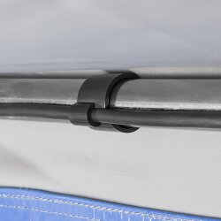 Kabelklemmen Set 16 Stück schwarz – Kabelführung bis 7 mm für Zeltstangen 22–32 mm – Montage ohne Bohren – ideales Zeltzubehör für Pavillon, Wohnmobil, Vorzelt & Camping