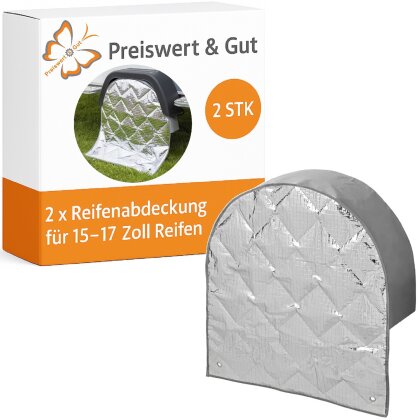 2 x Reifenabdeckung Wohnmobile - Radabdeckung Wohnwagen für 15-17 Zoll Reifen - Reifenschutzhülle bis 640mm Breite und 220mm Tiefe