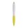 Kugelschreiber 50 Stück weiß gelb schwarzschreibend 14 cm mit Druckmechanismus ergonomischer Griffzone aus Kunststoff