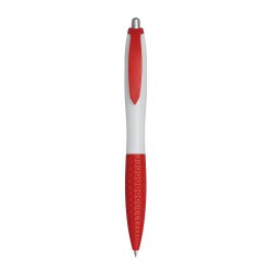 50x Kugelschreiber weiß rot 14 cm Kunststoff schwarzschreibend mit Druckmechanismus ergonomischer Griffzone taillierter Schaftform für Büro Schule Werbezwecke
