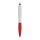50x Kugelschreiber weiß rot 14 cm Kunststoff schwarzschreibend mit Druckmechanismus ergonomischer Griffzone taillierter Schaftform für Büro Schule Werbezwecke