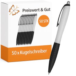 Kugelschreiber 50 Stück weiß schwarz...