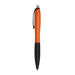 Kugelschreiber 50 Stück schwarz orange schwarzschreibend 14 cm mit Druckmechanismus ergonomischer Griffzone aus Kunststoff