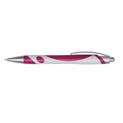 Kugelschreiber 50 Stück dunkelmagenta weiß schwarzschreibend 14,3 cm mit Druckmechanismus ergonomischer Griffzone aus Kunststoff