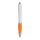 50x Kugelschreiber 14 cm aus Kunststoff/Stahl orange/weiß mit Großraummine blauschreibend Druckmechanismus taillierte Form geeignet für Büro Schule Events Werbezwecke
