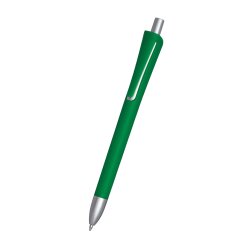 Kugelschreiber grün 50 Stück Schreibset aus Kunststoff mit Druckmechanismus, schwarzschreibend, 14,2 cm, 8 g je Stift, Clip, silber-matte Applikationen, für Büro und Schule