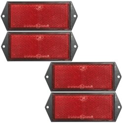 4 x Reflektor für Anhänger 104 x 40 mm - Farbe Rot mit Schraubbefestigung Rückstrahler Seitenstrahler Anhänger Zubehör