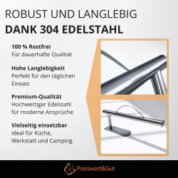 Küchenrollenhalter ohne Bohren Wandhalter aus Edelstahl 304 rostfrei mit Abrollbremse für XXL Küchenrolle bis 14,5 cm Breite