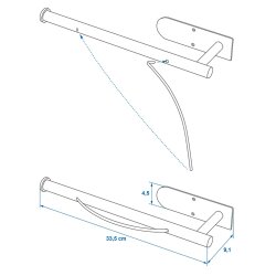 Küchenrollenhalter ohne Bohren mit Abroll-Bremse Premium schwarz mit M3 Klebepad und Befestigungsmaterial für die Wand