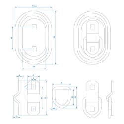4x Zurrösen für Anhänger 103x70 mm Zugkraft 400daN Verzurrösen verzinkt für Ladungssicherung