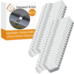 40 x Kabelhalter aus Stahl silber Kabelschellen L31 mm...