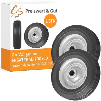 Ersatzrad Schubkarre Vollgummi Metall 200x60 statisch - dynamisch 400 - 240 kg
