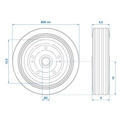 2x Ersatzrad Schubkarre Vollgummi Metall 200x60 statisch - dynamisch 400 - 240kg
